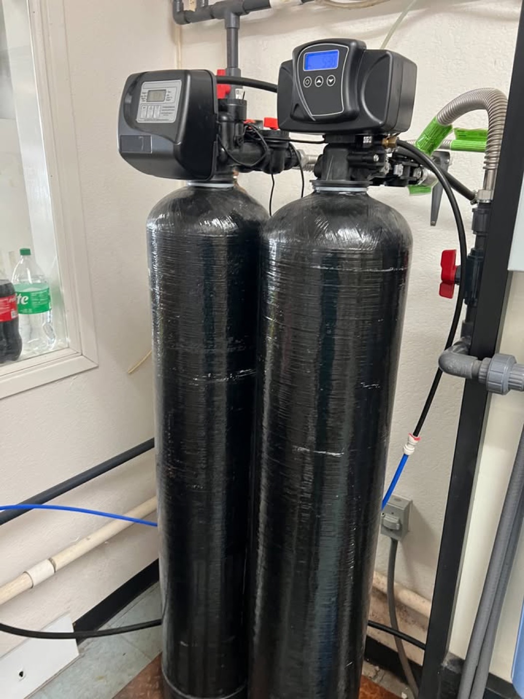 Twin softener tanks with digital Fleck valves